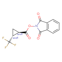 Chemical structure of rac-1,3-dioxo-2,3-dihydro-1H-isoindol-2-yl (1R,2R)-2-(trifluoromethyl)cyclopropane-1-carboxylate - CSSB02125422418