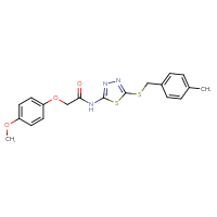 Chemical structure of 2-(4-methoxyphenoxy)-N-(5-{[(4-methylphenyl)methyl]sulfanyl}-1,3,4-thiadiazol-2-yl)acetamide - CSSB00026358666