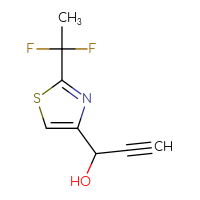 Chemical structure of 1-[2-(1,1-difluoroethyl)-1,3-thiazol-4-yl]prop-2-yn-1-ol - CSSB06258073600