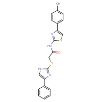 Chemical structure of N-[4-(4-methylphenyl)-1,3-thiazol-2-yl]-2-[(4-phenyl-1H-imidazol-2-yl)sulfanyl]acetamide - CSSB00000708388