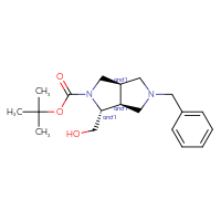 Chemical structure of rac-tert-butyl (1R,3aR,6aS)-5-benzyl-1-(hydroxymethyl)-octahydropyrrolo[3,4-c]pyrrole-2-carboxylate - CSSB20620675364