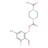 Chemical structure of 2-[2-(4-acetylpiperazin-1-yl)-2-oxoethoxy]-6-fluoro-4-methylbenzaldehyde - CSSB21414446021