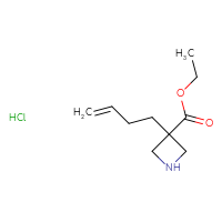 Chemical structure of ethyl 3-(but-3-en-1-yl)azetidine-3-carboxylate hydrochloride - CSSB21043403573