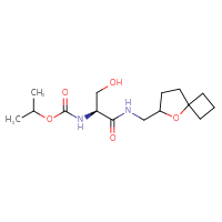 Chemical structure of propan-2-yl N-[(1S)-2-hydroxy-1-[({5-oxaspiro[3.4]octan-6-yl}methyl)carbamoyl]ethyl]carbamate - CSSB21432535645