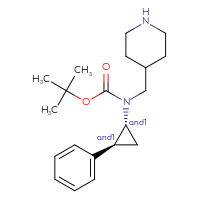 Chemical structure of rac-tert-butyl N-[(1R,2S)-2-phenylcyclopropyl]-N-[(piperidin-4-yl)methyl]carbamate - CSSB20590674031