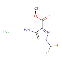 Chemical structure of methyl 4-amino-1-(difluoromethyl)-1H-pyrazole-3-carboxylate hydrochloride - CSSB06256046008