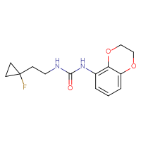 Chemical structure of 1-(2,3-dihydro-1,4-benzodioxin-5-yl)-3-[2-(1-fluorocyclopropyl)ethyl]urea - CSSB21432506982