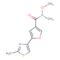 Chemical structure of N-methoxy-N-methyl-5-(2-methyl-1,3-thiazol-4-yl)furan-3-carboxamide - CSSB01395046701