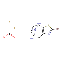 Chemical structure of rac-(1R,8S)-4-bromo-3-thia-5,11-diazatricyclo[6.2.1.0²,⁶]undeca-2(6),4-diene; trifluoroacetic acid - CSSB21291562370
