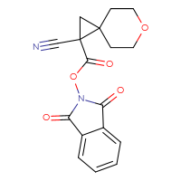 Chemical structure of 1,3-dioxo-2,3-dihydro-1H-isoindol-2-yl 1-cyano-6-oxaspiro[2.5]octane-1-carboxylate - CSSB00116226776