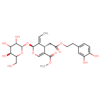 Chemical structure of methyl (2S,3E,4S)-4-{2-[2-(3,4-dihydroxyphenyl)ethoxy]-2-oxoethyl}-3-ethylidene-2-{[(2S,3S,5S)-3,4,5-trihydroxy-6-(hydroxymethyl)oxan-2-yl]oxy}-3,4-dihydro-2H-pyran-5-carboxylate - CSSB06744596669