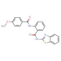 Chemical structure of N-{2-[(1,3-benzothiazol-2-yl)carbamoyl]phenyl}-4-methoxybenzamide - CSSB00106946978