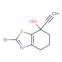 Chemical structure of 2-bromo-7-ethynyl-4,5,6,7-tetrahydro-1,3-benzothiazol-7-ol - CSSB20843555084