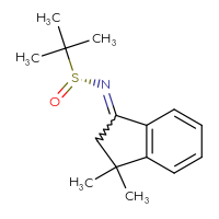 Chemical structure of (R)-N-(3,3-dimethyl-2,3-dihydro-1H-inden-1-ylidene)-2-methylpropane-2-sulfinamide - CSSB21332837915