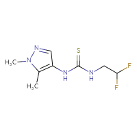 Chemical structure of 3-(2,2-difluoroethyl)-1-(1,5-dimethyl-1H-pyrazol-4-yl)thiourea - CSSB00761845204
