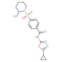 Chemical structure of N-(5-cyclopropyl-1,3,4-oxadiazol-2-yl)-4-[(2-methylpiperidin-1-yl)sulfonyl]benzamide - CSSB03436992044