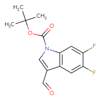Chemical structure of tert-butyl 5,6-difluoro-3-formyl-1H-indole-1-carboxylate - CSSB21332129663