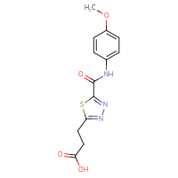 Chemical structure of 3-{5-[(4-methoxyphenyl)carbamoyl]-1,3,4-thiadiazol-2-yl}propanoic acid - CSSB00020596356