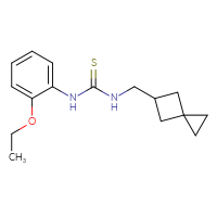 Chemical structure of 1-(2-ethoxyphenyl)-3-({spiro[2.3]hexan-5-yl}methyl)thiourea - CSSB02439588554