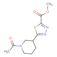 Chemical structure of methyl 5-(1-acetylpiperidin-3-yl)-1,3,4-thiadiazole-2-carboxylate - CSSB06915701211