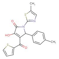 Chemical structure of 3-hydroxy-1-(5-methyl-1,3-thiazol-2-yl)-5-(4-methylphenyl)-4-(thiophene-2-carbonyl)-2,5-dihydro-1H-pyrrol-2-one - CSSB00020649031