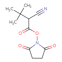 Chemical structure of 2,5-dioxopyrrolidin-1-yl 2-cyano-3,3-dimethylbutanoate - CSSB20269821411