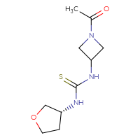 Chemical structure of 3-(1-acetylazetidin-3-yl)-1-[(3R)-oxolan-3-yl]thiourea - CSSB21432497038