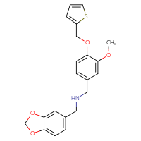 Chemical structure of [(2H-1,3-benzodioxol-5-yl)methyl]({3-methoxy-4-[(thiophen-2-yl)methoxy]phenyl}methyl)amine - CSSB00026533058