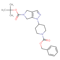 Chemical structure of benzyl 4-{5-[(tert-butoxy)carbonyl]-1H,4H,5H,6H-pyrrolo[3,4-c]pyrazol-1-yl}piperidine-1-carboxylate - CSSB03551435918