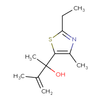 Chemical structure of 2-(2-ethyl-4-methyl-1,3-thiazol-5-yl)-3-methylbut-3-en-2-ol - CSSB06441147104