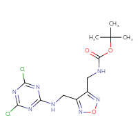 Chemical structure of tert-butyl N-[(4-{[(4,6-dichloro-1,3,5-triazin-2-yl)amino]methyl}-1,2,5-oxadiazol-3-yl)methyl]carbamate - CSSB21332171120