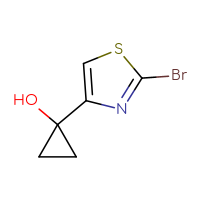 Chemical structure of 1-(2-bromo-1,3-thiazol-4-yl)cyclopropan-1-ol - CSSB00103090126