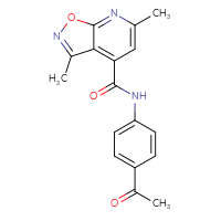 Chemical structure of N-(4-acetylphenyl)-3,6-dimethyl-[1,2]oxazolo[5,4-b]pyridine-4-carboxamide - CSSB00046087969