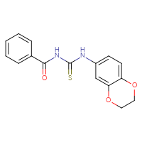 Chemical structure of 1-benzoyl-3-(2,3-dihydro-1,4-benzodioxin-6-yl)thiourea - CSSB00025730303