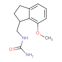 Chemical structure of [(7-methoxy-2,3-dihydro-1H-inden-1-yl)methyl]urea - CSSB21432534540