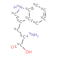 Chemical structure of (2S)-3-[(2,3,3a,4,5,6,7,7a-¹³C₈,1-¹⁵N)-1H-indol-3-yl]-2-amino(1,2,3-¹³C₃)propanoic acid - CSSB02515436807