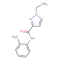 Chemical structure of 1-ethyl-N-(2-methylphenyl)-1H-pyrazole-3-carboxamide - CSSB00103391129