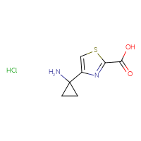 Chemical structure of 4-(1-aminocyclopropyl)-1,3-thiazole-2-carboxylic acid hydrochloride - CSSB20963520982