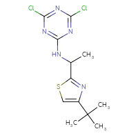 Chemical structure of N-[1-(4-tert-butyl-1,3-thiazol-2-yl)ethyl]-4,6-dichloro-1,3,5-triazin-2-amine - CSSB21332145910