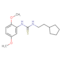 Chemical structure of 3-(2-cyclopentylethyl)-1-(2,5-dimethoxyphenyl)thiourea - CSSB02065987661
