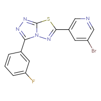 Chemical structure of 3-bromo-5-[3-(3-fluorophenyl)-[1,2,4]triazolo[3,4-b][1,3,4]thiadiazol-6-yl]pyridine - CSSB00121606553