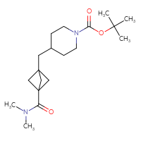 Chemical structure of tert-butyl 4-{[3-(dimethylcarbamoyl)bicyclo[1.1.1]pentan-1-yl]methyl}piperidine-1-carboxylate - CSSB21043418687