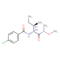 Chemical structure of (2R*,3R**)-2-[(4-chlorophenyl)formamido]-N-methoxy-N,3-dimethylpentanamide - CSSB21291563785