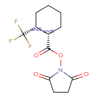 Chemical structure of rac-2,5-dioxopyrrolidin-1-yl (1R,2S)-2-(trifluoromethyl)cyclohexane-1-carboxylate - CSSB06327978628