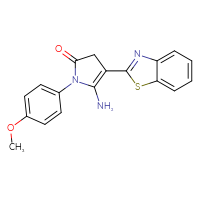Chemical structure of 5-amino-4-(1,3-benzothiazol-2-yl)-1-(4-methoxyphenyl)-2,3-dihydro-1H-pyrrol-2-one - CSSB00000681014