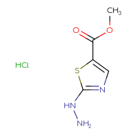 Chemical structure of methyl 2-hydrazinyl-1,3-thiazole-5-carboxylate hydrochloride - CSSB20621630240