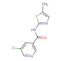Chemical structure of 5-chloro-N-(5-methyl-1,3-thiazol-2-yl)pyridine-3-carboxamide - CSSB01994657104