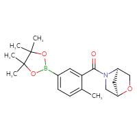 Chemical structure of (1R,4R)-5-[2-methyl-5-(4,4,5,5-tetramethyl-1,3,2-dioxaborolan-2-yl)benzoyl]-2-oxa-5-azabicyclo[2.2.1]heptane - CSSB14962178816