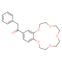Chemical structure of 1-(2,3,5,6,8,9,11,12-octahydro-1,4,7,10,13-benzopentaoxacyclopentadecin-15-yl)-2-phenylethan-1-one - CSSB00132666038