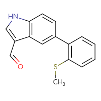 Chemical structure of 5-[2-(methylsulfanyl)phenyl]-1H-indole-3-carbaldehyde - CSSB06585925014
